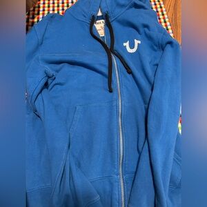 True religion Blue Zip-Up Hoodie with Logo XL